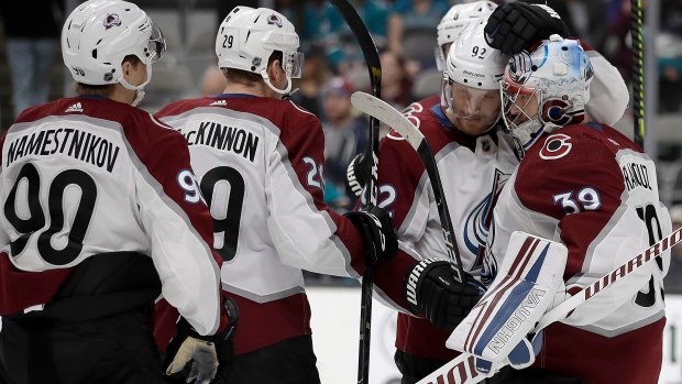 Pavel Francouz Vladislav Namestnikov Nathan MacKinnon, The Canadian Press Pavel Francouz Vladislav Namestnikov Nathan MacKinnon