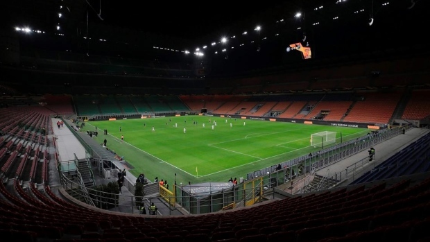 Empty soccer stadium