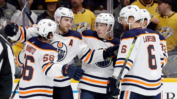 Edmonton Oilers celebrate, The Canadian Press Edmonton Oilers celebrate