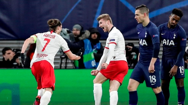 RB Leipzig celebrate vs. Tottenham