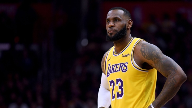 lebron james wearing lakers jersey