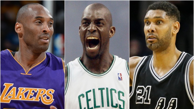 Kobe Bryant, Kevin Garnett and Tim Duncan, TSN Kobe Bryant, Kevin Garnett and Tim Duncan