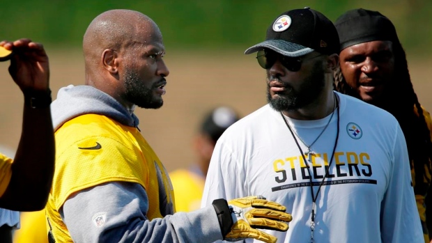 James Harrison and Mike Tomlin 