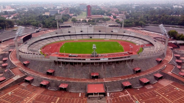 Empty soccer stadium