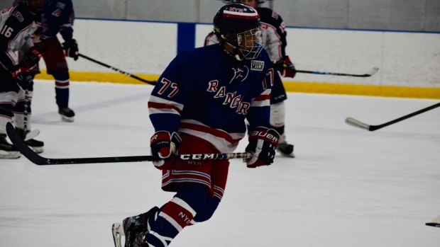 Myles Douglas in action this season with the North York Rangers of the GTHL, The Douglas Family Myles Douglas in action this season with the North York Rangers of the GTHL