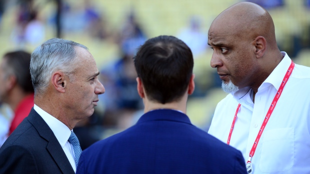 Rob Manfred Tony Clark, LG Patterson/MLB via Getty Images Rob Manfred Tony Clark