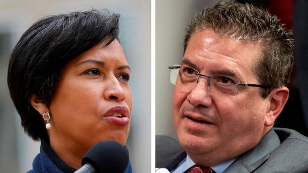 District of Columbia Mayor Muriel Bowser, left, and Washington Redskins NFL football team owner Dan , The Canadian Press District of Columbia Mayor Muriel Bowser, left, and Washington Redskins NFL football team owner Dan