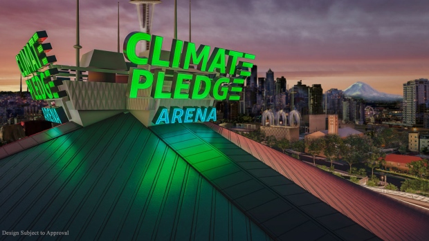 Climate Pledge Arena rendering, Seattle NHL Climate Pledge Arena rendering