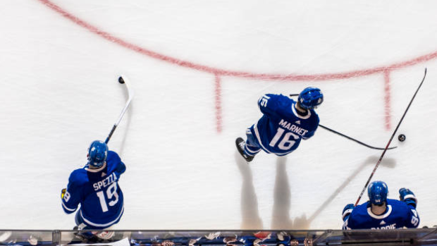 Jason Spezza, Mitch Marner and Tyson Barrie, Getty Images Jason Spezza, Mitch Marner and Tyson Barrie