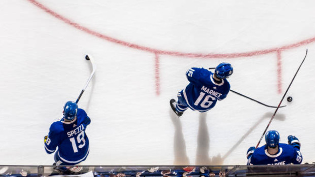 Jason Spezza, Mitch Marner and Tyson Barrie