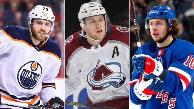  Leon Draisaitl, Nathan MacKinnon and Artemi Panarin