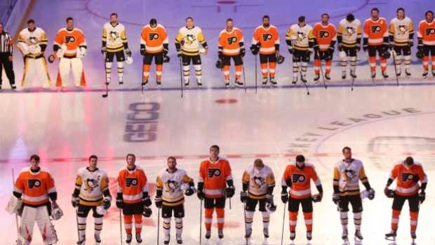 Flyers, Penguins stand for anthem, Philadelphia Flyers Twitter Flyers, Penguins stand for anthem