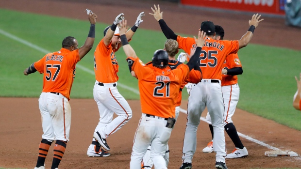 Baltimore Orioles celebrate, The Canadian Press Baltimore Orioles celebrate