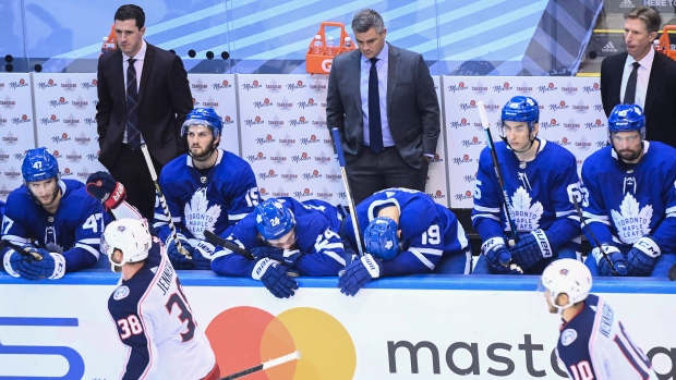 Columbus Blue Jackets celebrate win over Toronto Maple Leafs