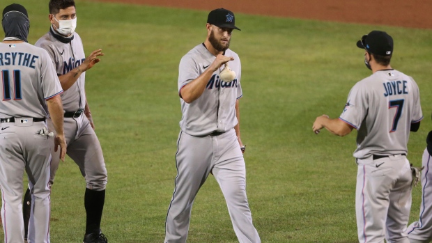 Miami Marlins celebrate, The Canadian Press Miami Marlins celebrate