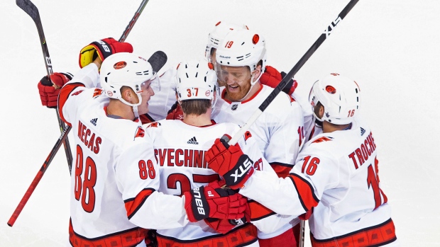 Carolina Hurricanes celebrate, The Canadian Press Carolina Hurricanes celebrate