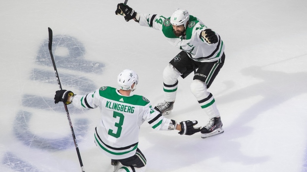 John Klingberg and Jamie Benn Celebrate 