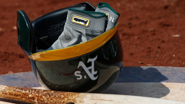 Oakland Athletics batting helmet, Getty Images Oakland Athletics batting helmet