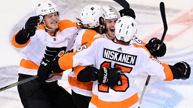 Ivan Provorov, Flyers celebrate, The Canadian Press Ivan Provorov, Flyers celebrate