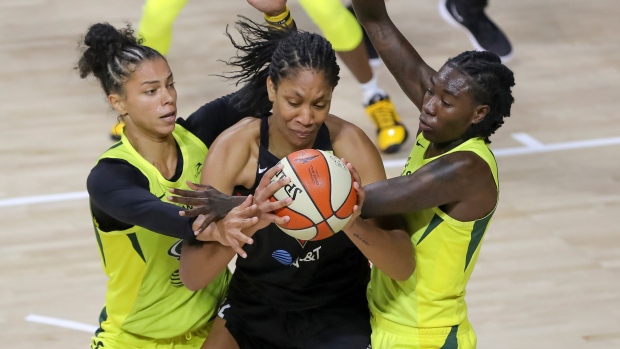 Alysha Clark A'ja Wilson Natasha Howard, The Canadian Press Alysha Clark A'ja Wilson Natasha Howard