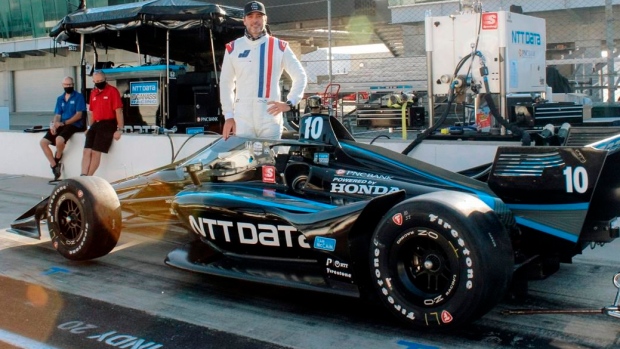 Jimmie Johnson testing Felix Rosenqvist's Ganassi IndyCar
