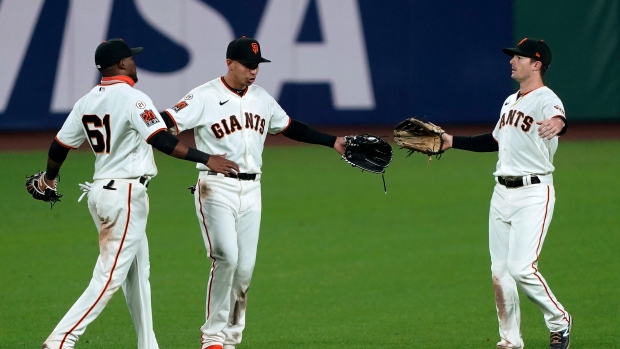 San Francisco Giants celebrate, The Canadian Press San Francisco Giants celebrate