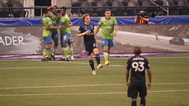 Seattle Sounders celebrate, Getty Images Seattle Sounders celebrate