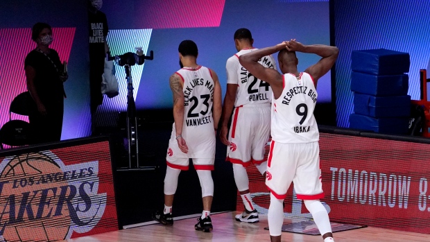 Toronto Raptors exit court, The Canadian Press Toronto Raptors exit court