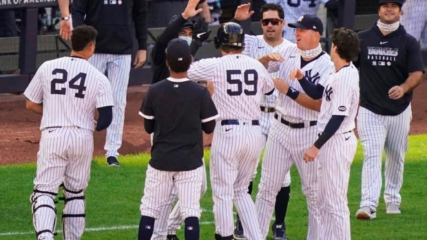 Luke Voit, Yankees celebrate