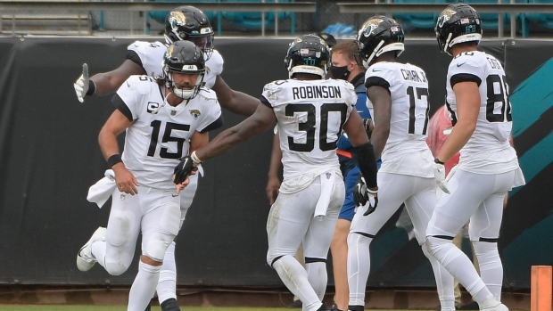 Gardner Minshew, Jaguars celebrate