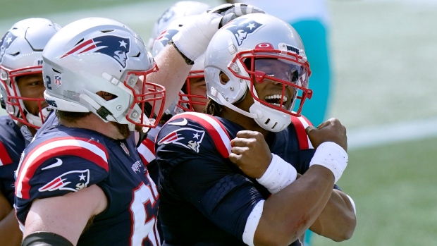 Cam Newton, Patriots celebrate, The Canadian Press Cam Newton, Patriots celebrate