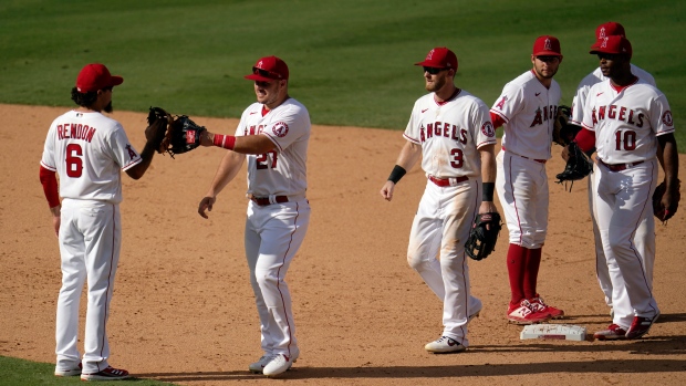 Los Angeles Angels celebrate, The Canadian Press Los Angeles Angels celebrate
