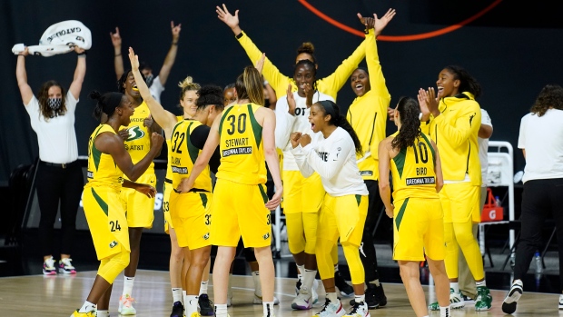 Seattle Storm celebrate, The Canadian Press Seattle Storm celebrate