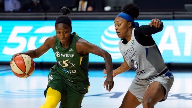 Jewell Loyd and Odyssey Sims , The Canadian Press Jewell Loyd and Odyssey Sims