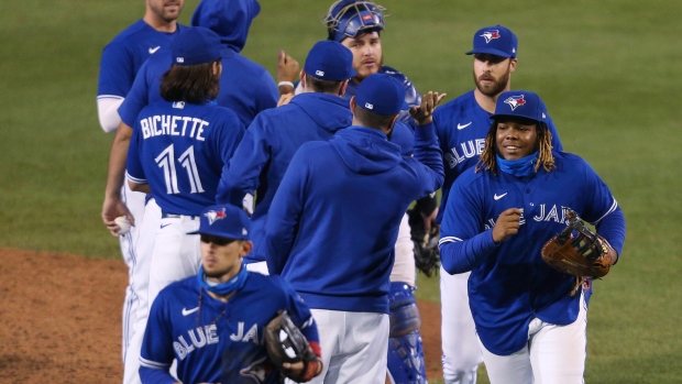 Toronto Blue Jays celebrate, The Canadian Press Toronto Blue Jays celebrate