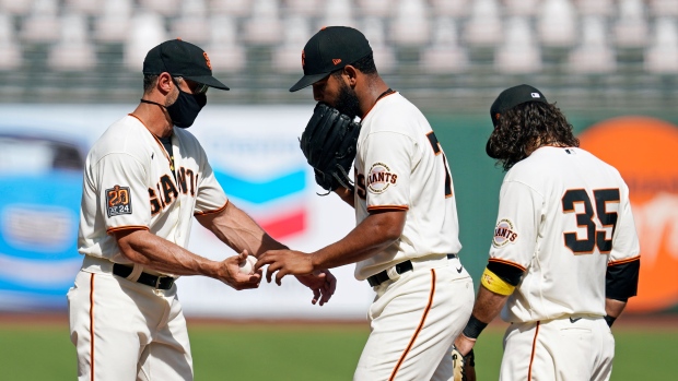 San Francisco Giants relief pitcher Jarlin Garcia , The Canadian Press San Francisco Giants relief pitcher Jarlin Garcia