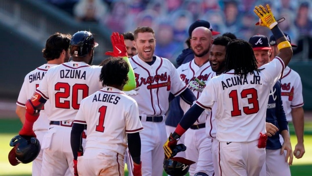 Atlanta Braves celebrate, The Canadian Press Atlanta Braves celebrate