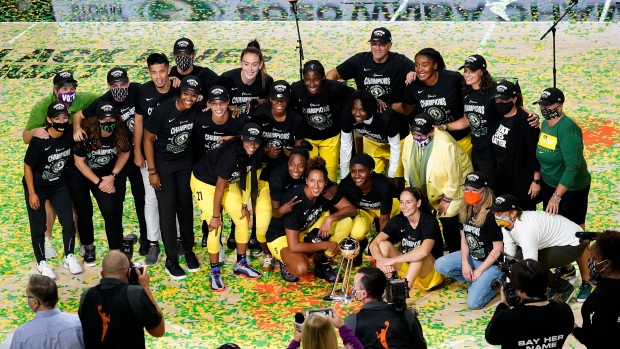 Seattle Storm celebrate, The Canadian Press Seattle Storm celebrate