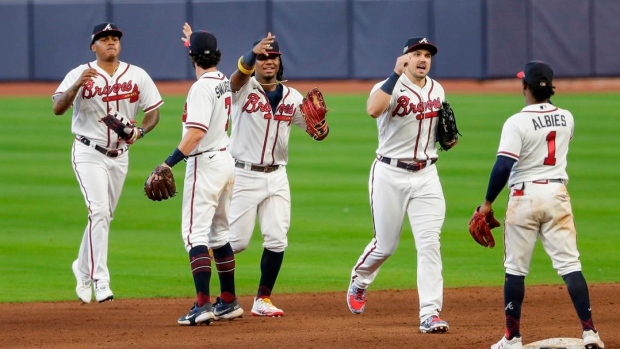 Atlanta Braves celebrate, The Canadian Press Atlanta Braves celebrate