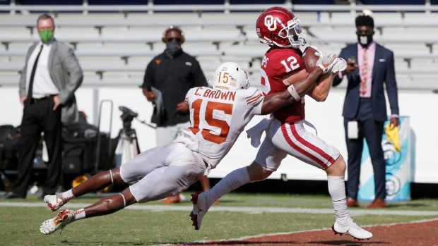 Oklahoma wide receiver Drake Stoops , The Canadian Press Oklahoma wide receiver Drake Stoops