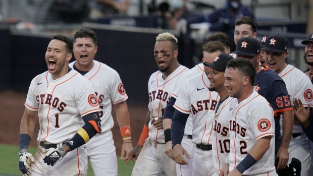 Houston Astros celebrate, The Canadian Press Houston Astros celebrate