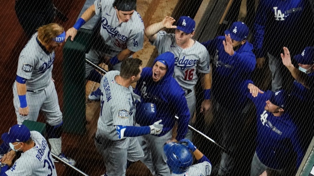 Los Angeles Dodgers celebrate, The Canadian Press Los Angeles Dodgers celebrate