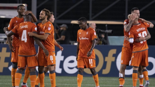 Forge FC celebrates, The Canadian Press Forge FC celebrates