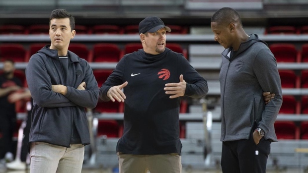 Bobby Webster, Nick Nurse and Masai Ujiri, The Canadian Press Bobby Webster, Nick Nurse and Masai Ujiri