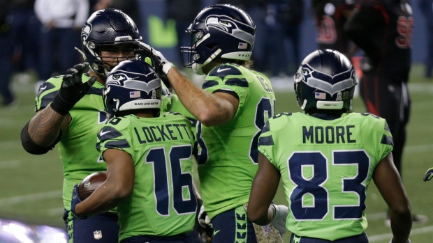 Seattle Seahawks celebrate, The Canadian Press Seattle Seahawks celebrate