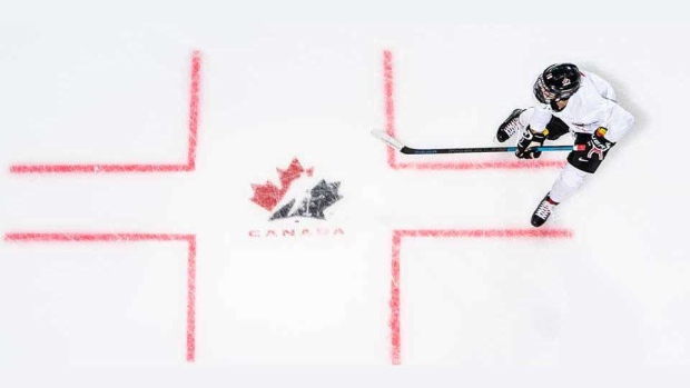 Hockey Canada logo on ice Hockey Canada logo on ice