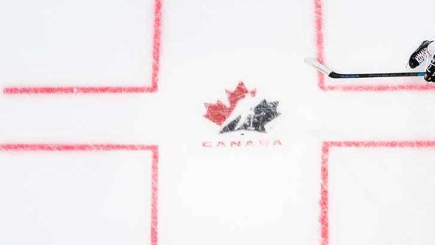 Hockey Canada logo on ice