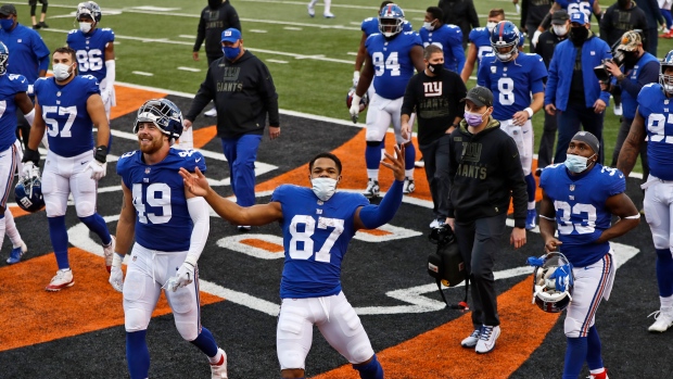 New York Giants celebrate, The Canadian Press New York Giants celebrate
