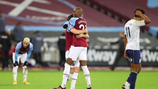 West Ham's Aaron Cresswell and Angelo Ogbonna , The Canadian Press West Ham's Aaron Cresswell and Angelo Ogbonna