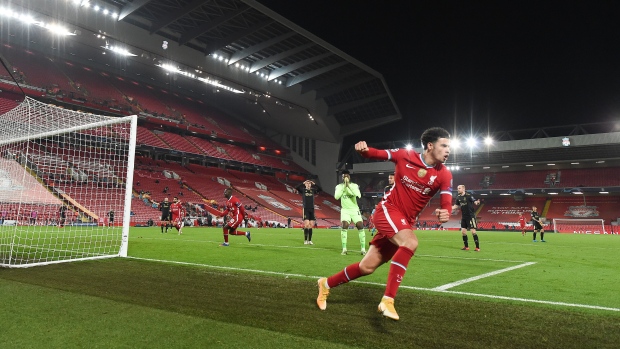 Liverpool's Curtis Jones celebrates , The Canadian Press Liverpool's Curtis Jones celebrates